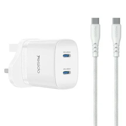YESIDO YC155 PD 45W Fast Charger Dual USB-C Ports Travel Adapter